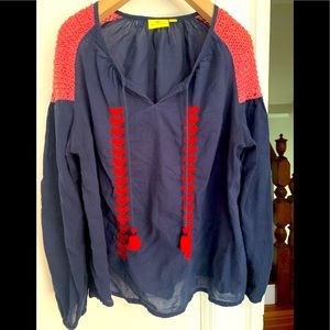 LAST CALL!
Roberta Roller Rabbit Boho Peasant Cotton Top, S